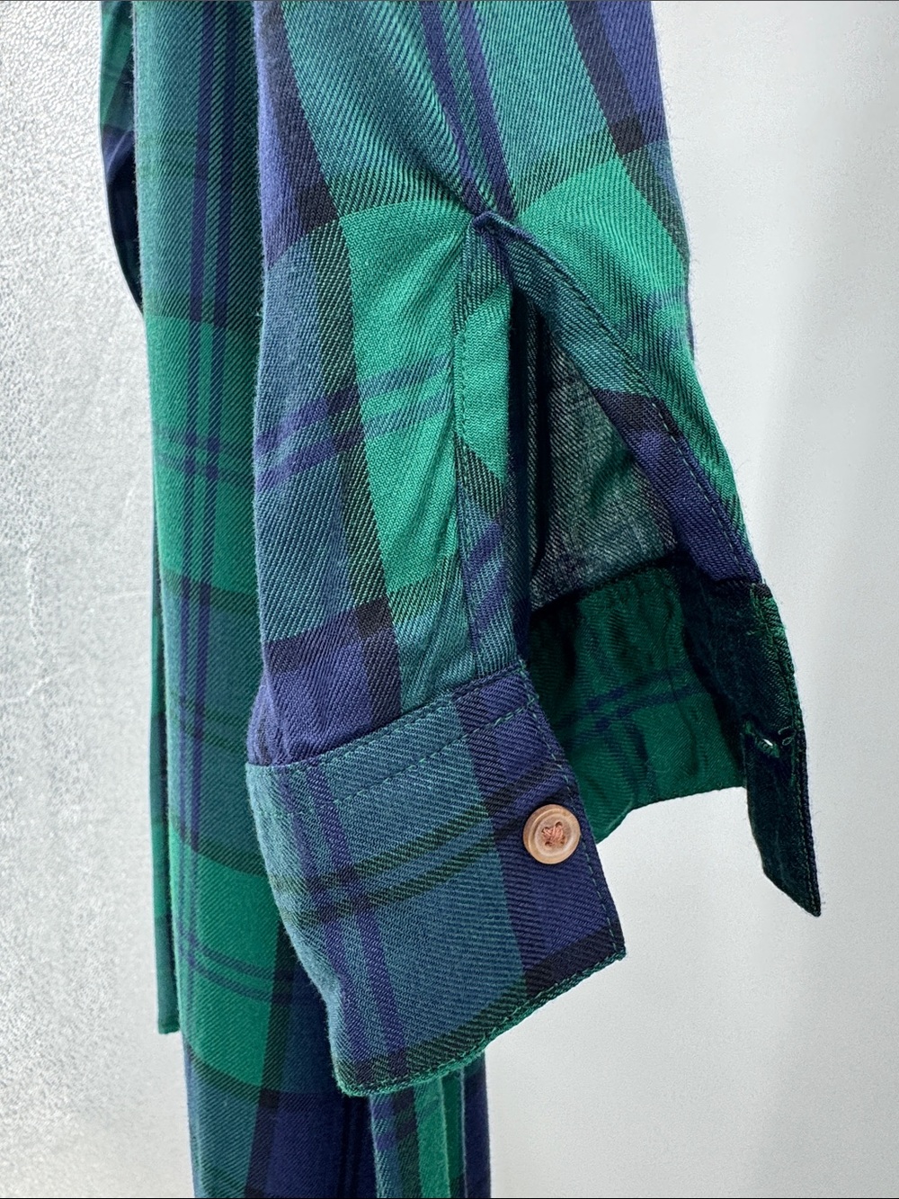Woman’s Old Navy green and blue plaid mini shirt swing dress XL lightweight - Picture 6 of 11